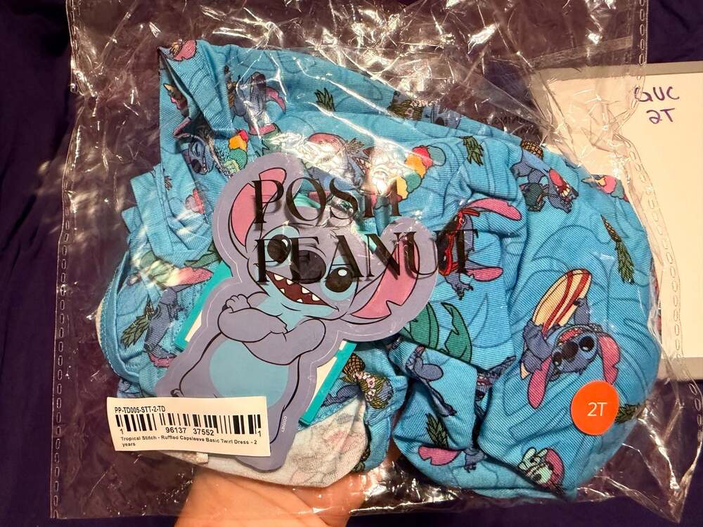 Posh Peanut Tropical Stitch  Ruffled Capsleeve Basic Twirl Dress 2t NEW NIB